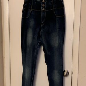 Denim-like stretch pants